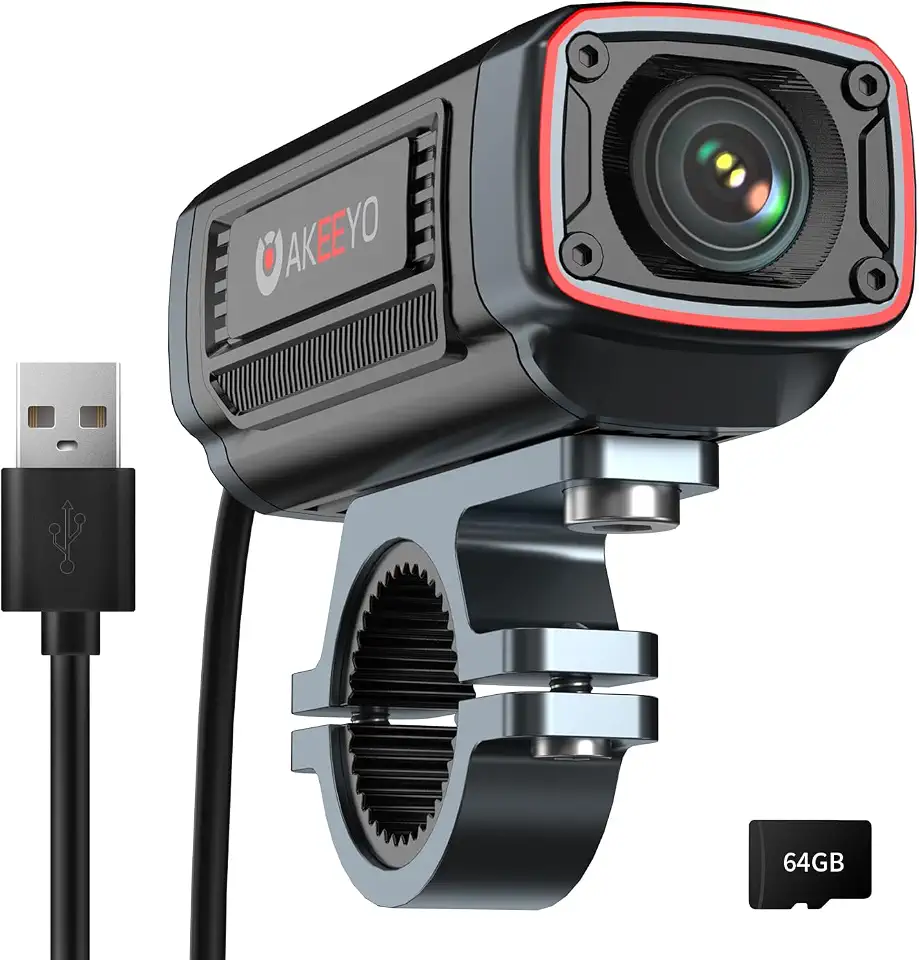 AKEEYO Câmera para motocicleta AKY-710S 4K 28fps, 2K 55fps, grande angular 142°, IP67, 5MP, gravação em loop e emergência, monitor de estacionamento, motocicleta, esportes ao ar livre, recarregável