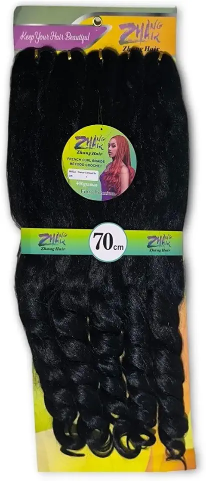 Tranças French Curl De Fibra Orgânica Sem Emaranhados e Durabilidade 70cm Cor 1 Preto
