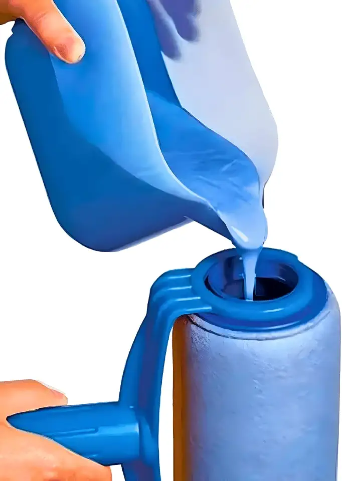 Rolo de Pintura com Reservatório 300ml, Aplicador de Tinta sem Respingos, Azul