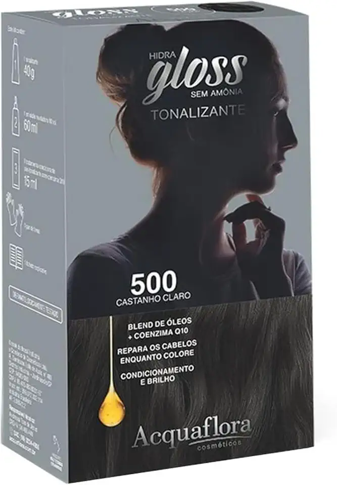 AcquaFlora Kit Acquaflora Hidra Gloss 500 Castanho Claro - Tonalizante