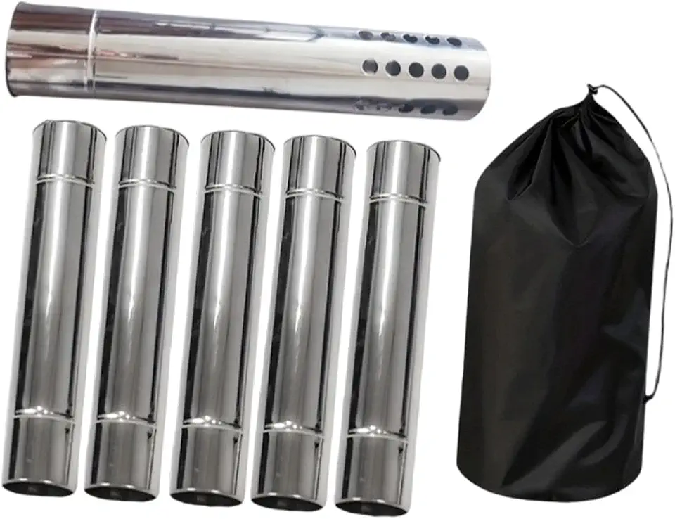 Conjunto de 6 Peças de Tubos de Exaustão para Fogão a, 5 Padrão E 1 com Corta-faíscas, com Chaminé Reforçada para Uso Interno E Externo.