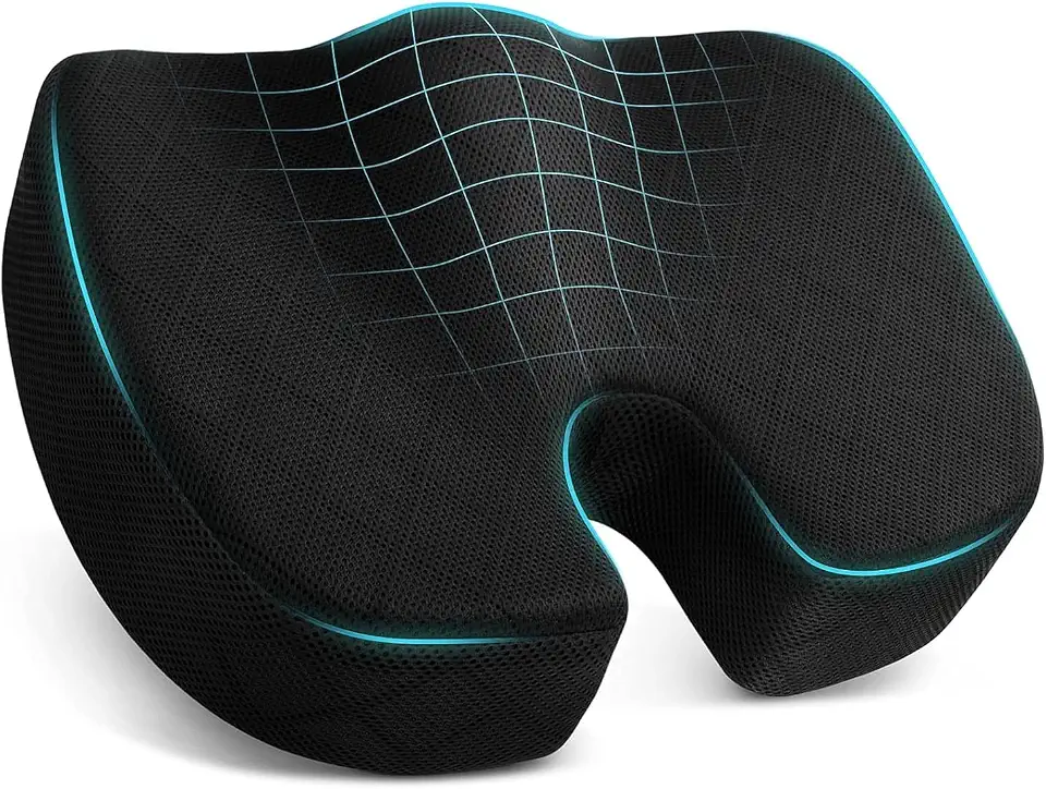 Almofada Para Coccix Gel, Almofada Ortopédica De Espuma Com Viscoelástico, Assento Ergonômico Com Capa Removível Para Suporte Lombar e Cóccix Preto, Ultra Confortável Para Alívio da Dor No Cóccix