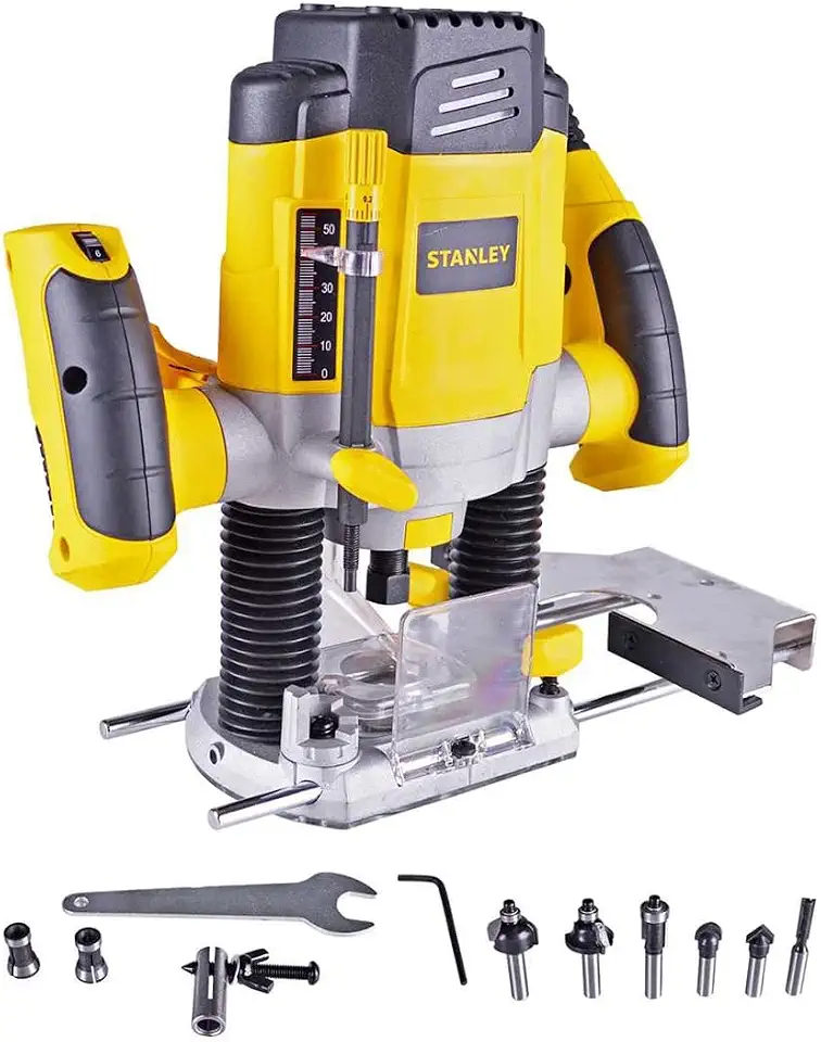 Stanley Tupia Eletrônica de Colunas com Sistema de Extração, Ferramenta com 6 Fresas e Pinças, Controle de Profundidade, Potência 1200W, Modelo SRR1200, 110V