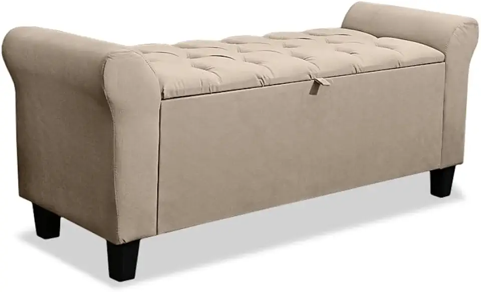 Baú Recamier Banco Calçadeira Capitonê 130 cm Para Casal Dubai - LH Móveis (Suede Cappuccino)
