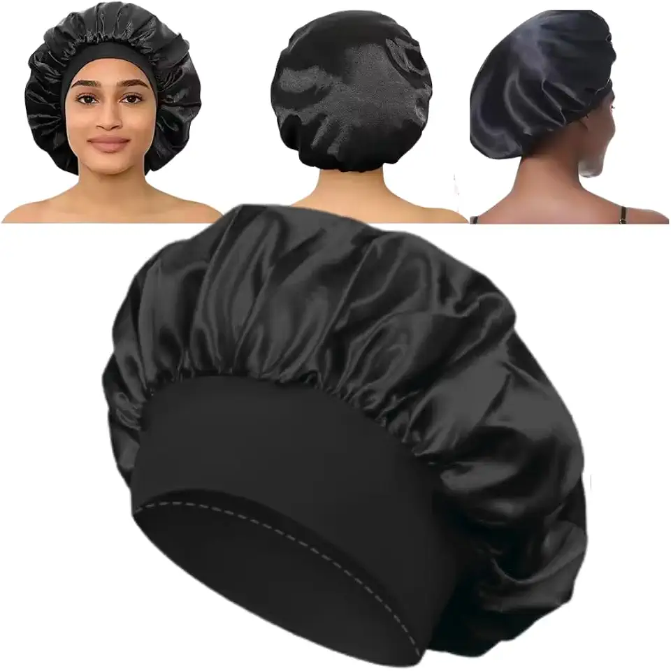 Touca de Cetim Dupla Face Grande Anti-Frizz, Confortável e Faixa Elástica Ajustável - E-FCS Store