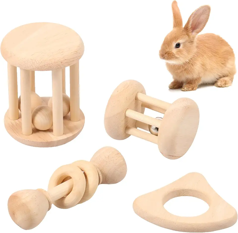 4 peças de brinquedo para mastigar coelhos, brinquedos de moer dentes de porquinhos-da-índia, bola molar para cuidados com os dentes, hamsters seguros para mastigar, brinquedo de coelho de