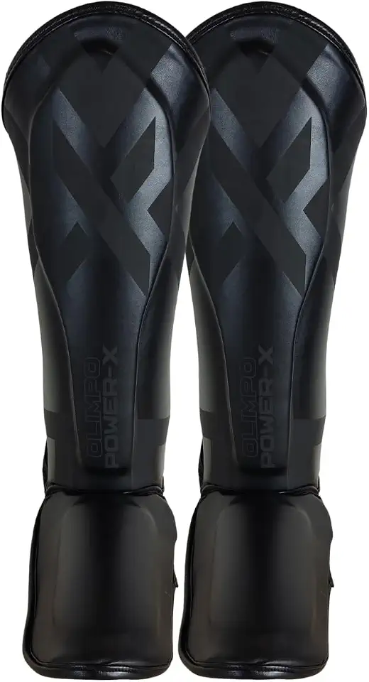 Caneleira Muay Thai Kickboxing Olimpo Power-X Edition Preto Com Preto