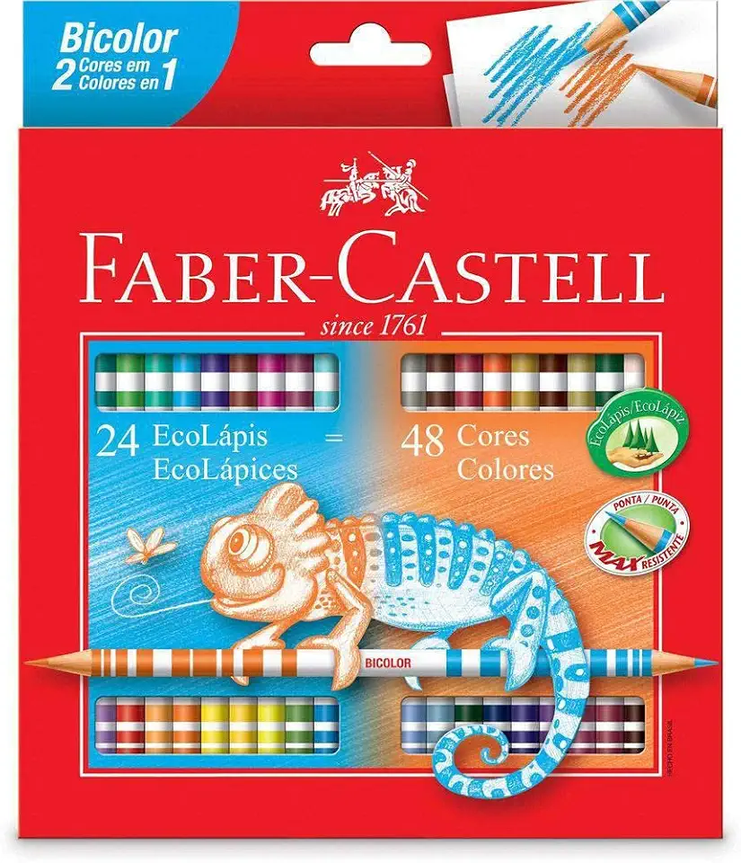 Lápis de Cor Ecolápis Bicolor 24 Lápis/48 Cores Faber Castell