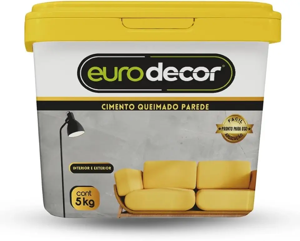 Tinta Cimento Queimado para Parede Eurodecor 5kg - Textura Pronta de Alta Aderência e Durabilidade (Cinza Concreto)