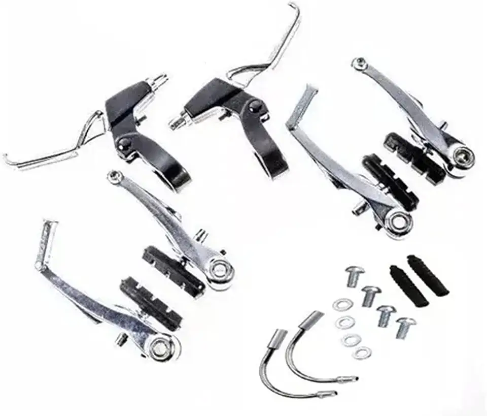 FREIO V-BRAKE COM MAÇANETA DE ALUMINIO PRATA P/BICICLETA