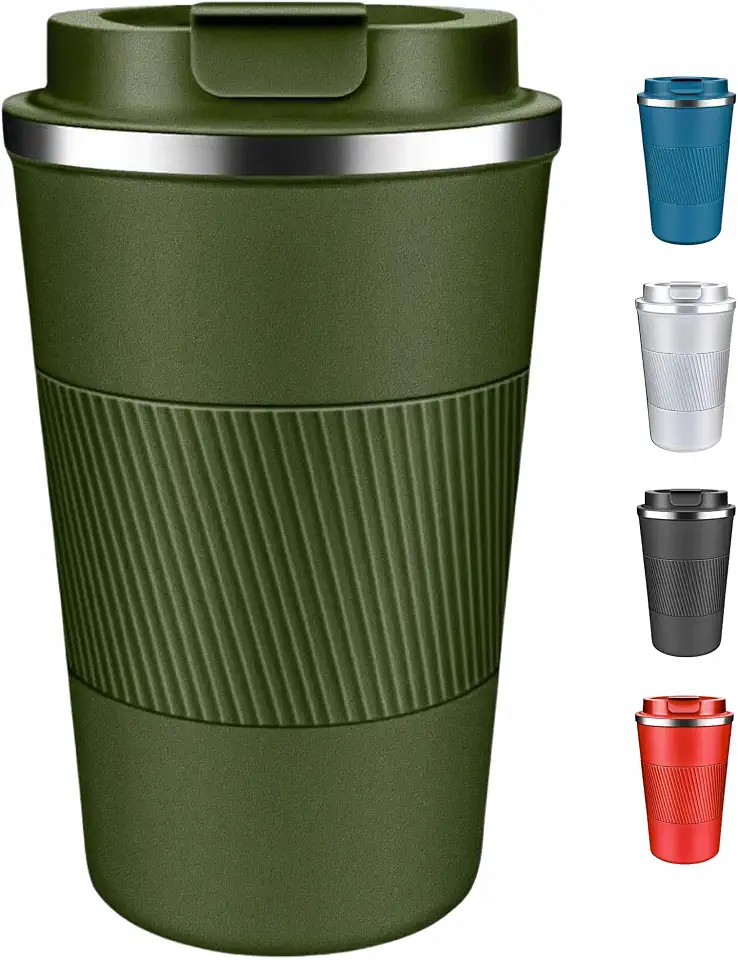 Copo Térmico Café ToGo 500ml Anti Vazamento – Inox 304 Parede Dupla, Isolamento Térmico 6h, Base Emborrachada, Ideal para Viagem (Verde)