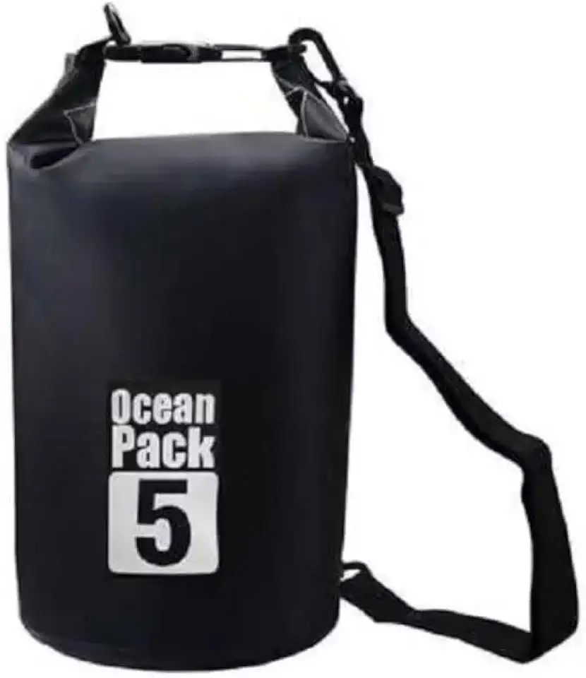 Saco Estanque Dobrável 5 Litros Impermeável com Alça Ajustável Prova D'Agua Mergulho Pescaria Saco Mochila