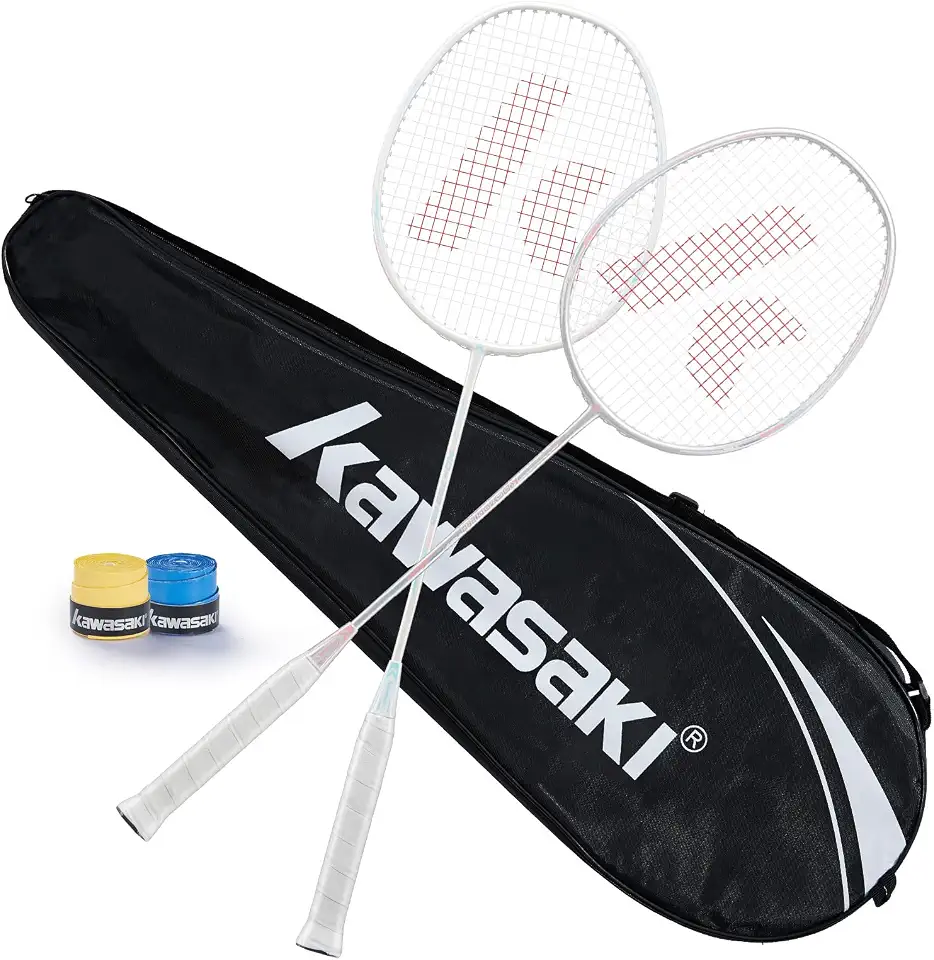 Raquete de badminton profissional com eixo de grafite, conjunto de 2 raquete de peteca super leve para treinamento, esportes e entretenimento com 2 aderências/1 bolsa de transporte