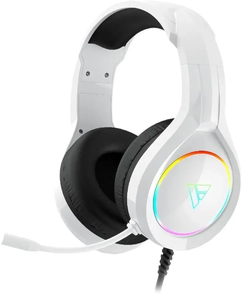 Headset Gamer Force One Titan Branco USB com LED RGB, Som Surround 50mm, Microfone Flexível, Confortável, PC e Notebook