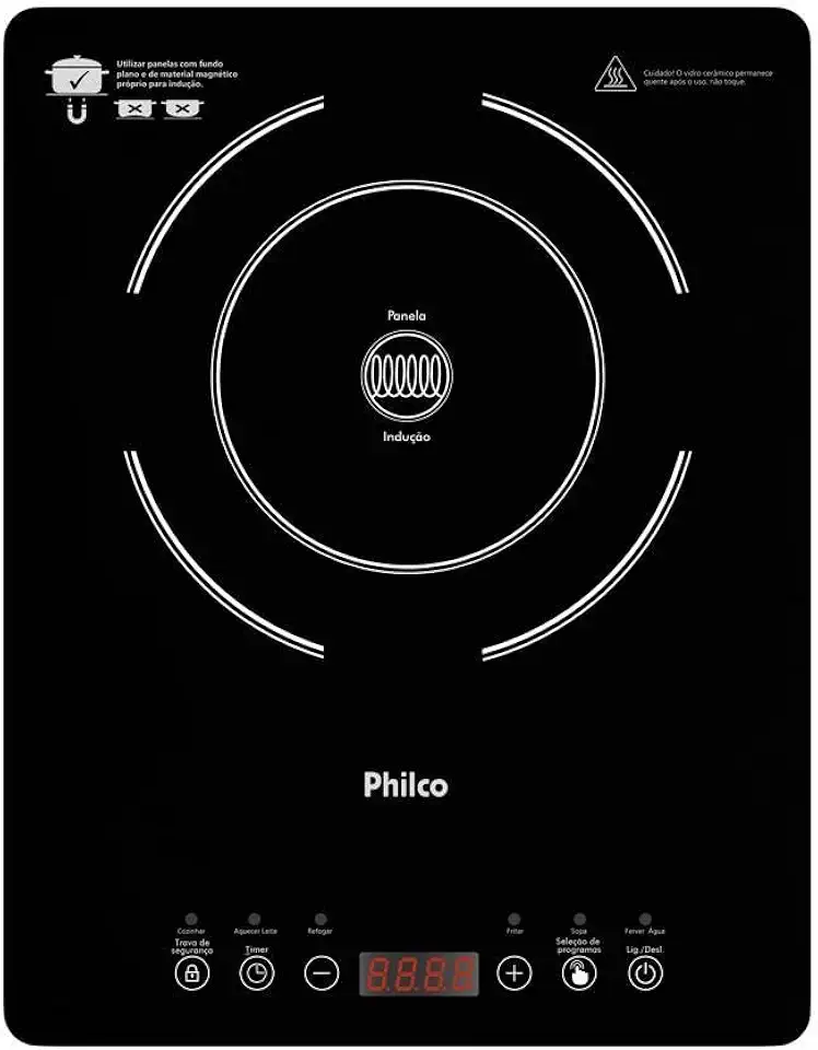 Cooktop de Indução Philco PCT10A Diferentes Níveis de Potência e Temperaturas 127V