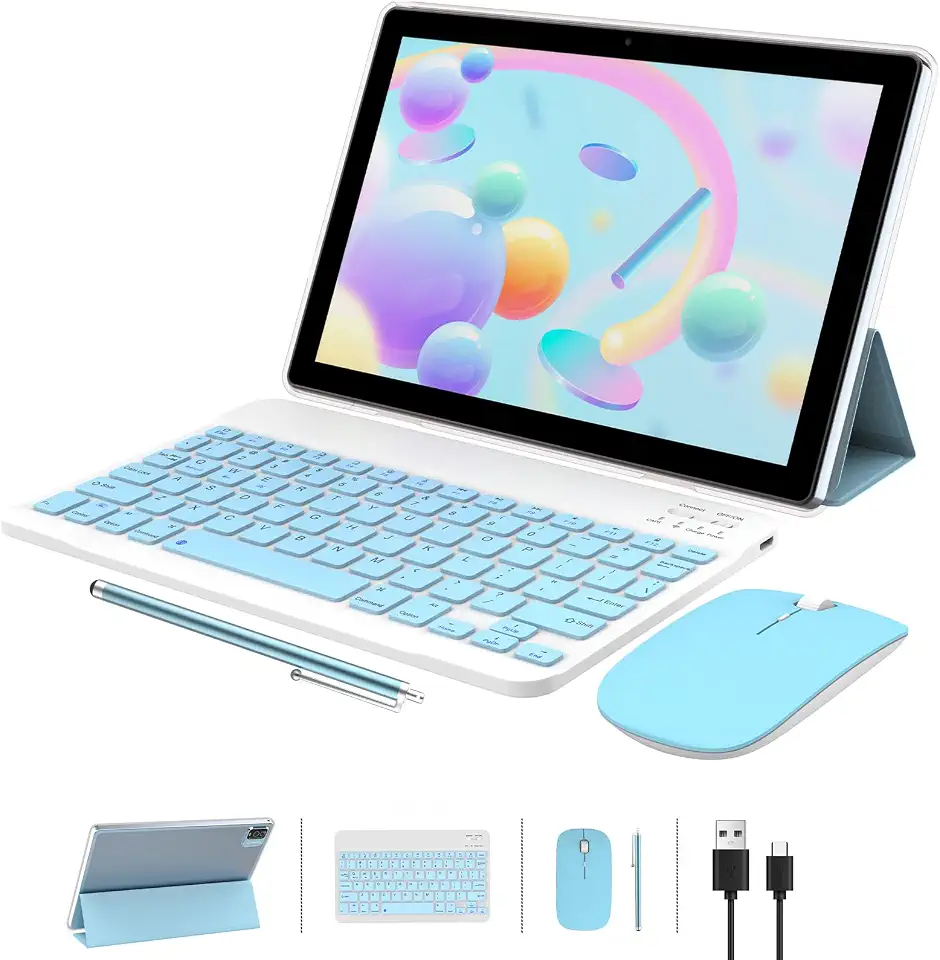 NOVOJOY NVCP20 - Tablet Android 13 de 10 Polegadas, 64GB + 8GB RAM, 1TB Expansível, 2MP + 8MP Câmeras, 5G, Wi-Fi 6, Bluetooth, 6000mAh, Azul