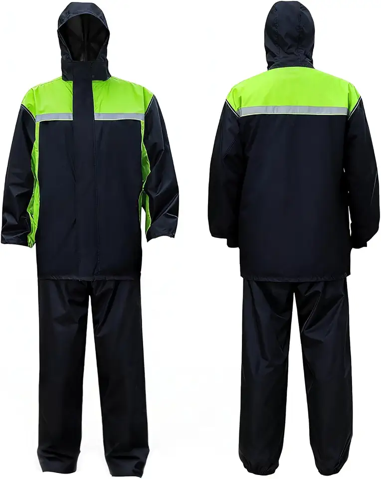 Daksan Conjunto de Capa de Chuva para Ciclismo com Capas para Sapatos - Impermeável, Refletivo, Respirável - Capuz Ajustável - Tamanhos M/G/GG (Verde com Preto)