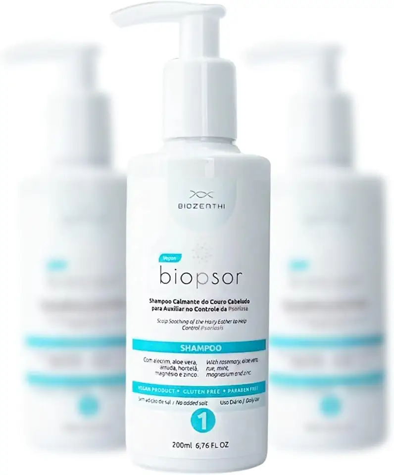 Shampoo Vegano para Couro Cabeludo com Biopsor (Psoríase) 200ml – Biozenthi