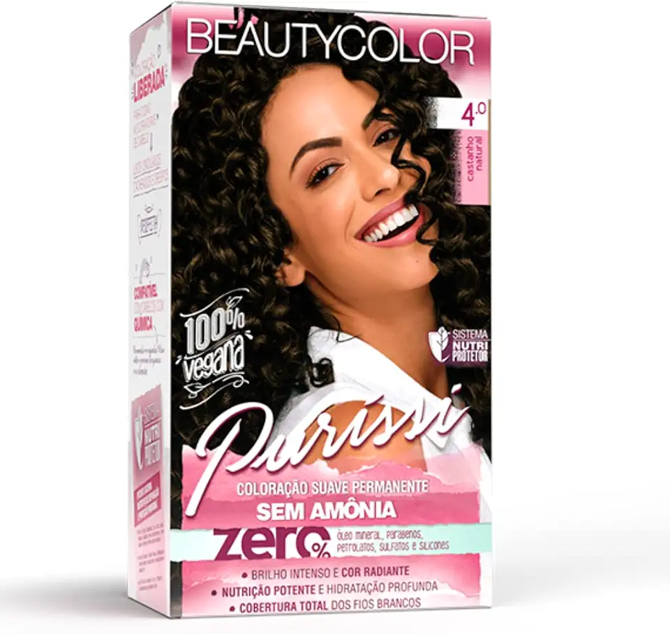 Coloração Kit BEAUTYCOLOR Puríssi Sem Amônia - 4.0 Castanho Natural