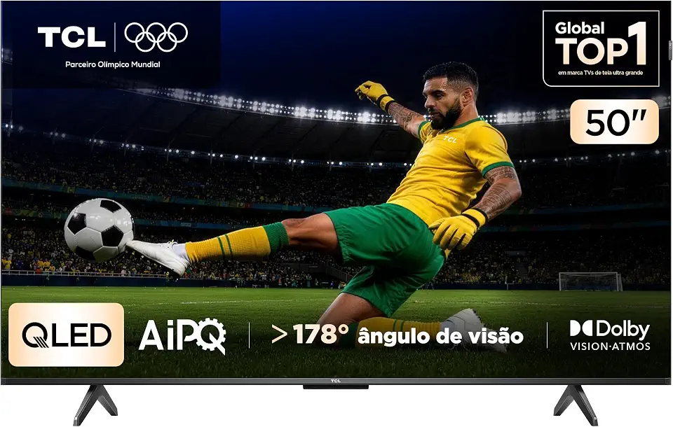 Smart TV 50" TCL 4K UHD QLED 50P7K Google TV AiPQ Google Assistente 3 HDMI