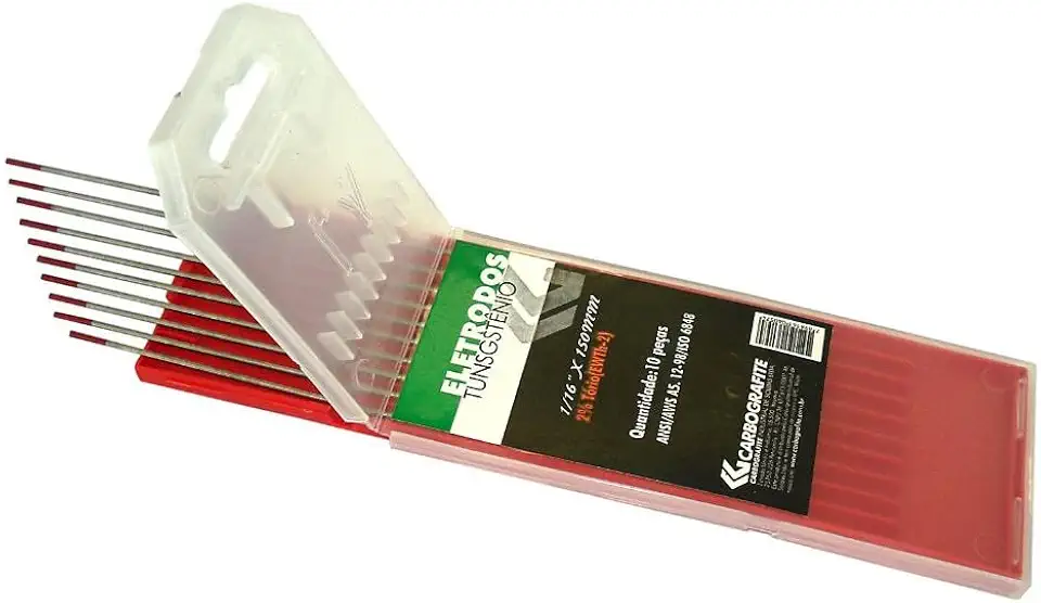 Eletrodo De Tungstênio 1.6MM 2% Torio Vermelho Carbografite