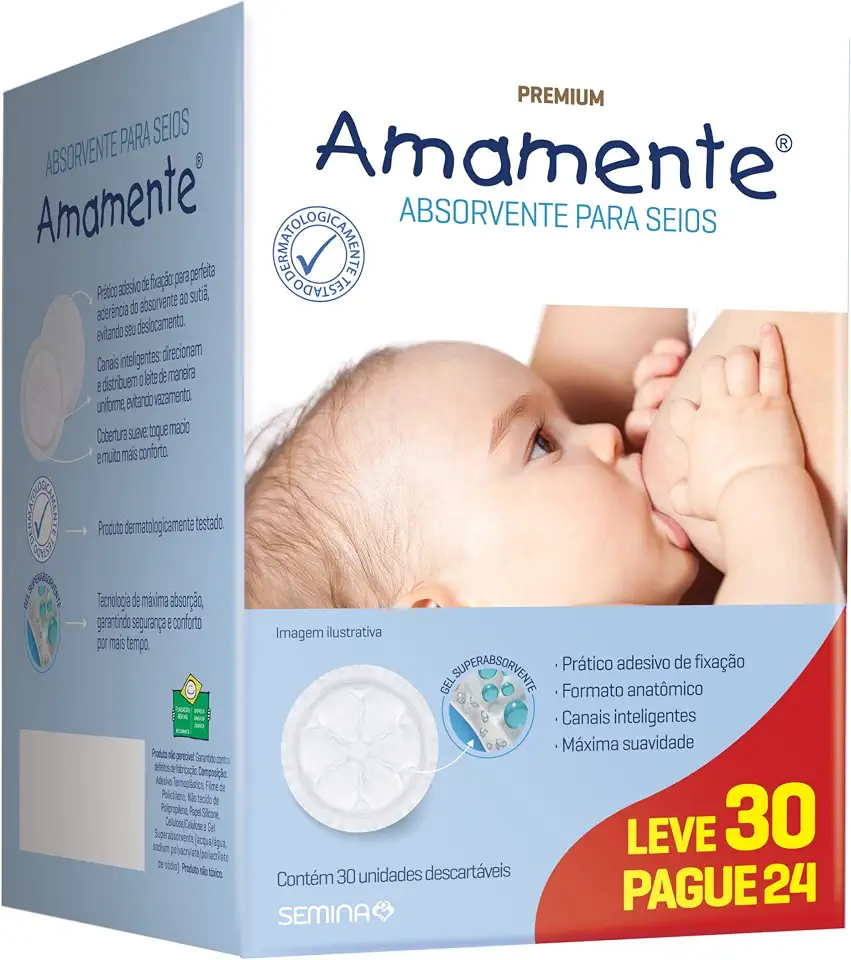 Absorvente Para Seios Amamente® 30 UN
