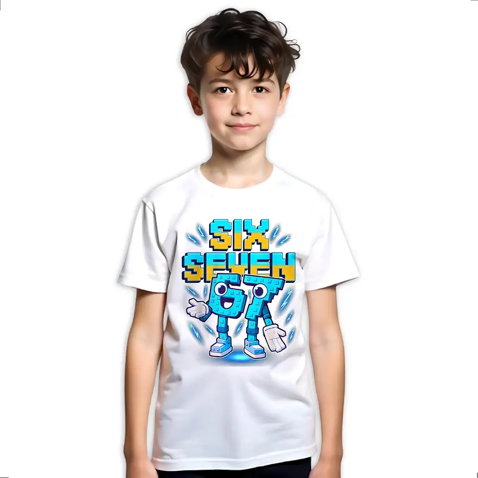 Camiseta Infantil Six Seven 67 Meme Brainrot Steal Roube 673