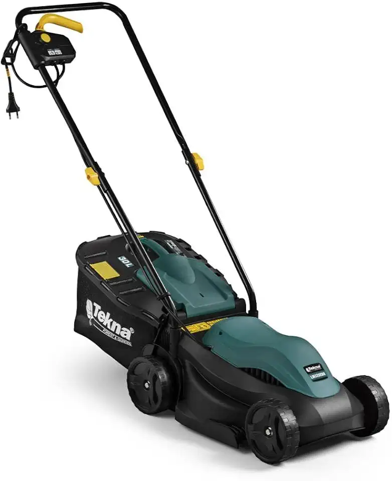Tekna - Cortador de Grama Elétrico LM320EBN 1000W 220V com Recolhedor 30L, 3 Alturas de Corte (20 a 60mm), Lâmina 32cm e Trava de Segurança – Leve e Compacto para Uso Doméstico