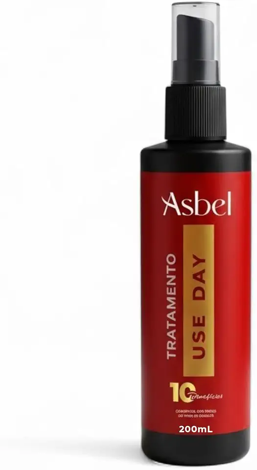 Spray Tratamento Capilar Asbel Uso Day 10 Benefícios 200ml – Protetor Térmico, Brilho e Selamento de Cutículas – Com Óleo de Coco e Vinagre de Maçã