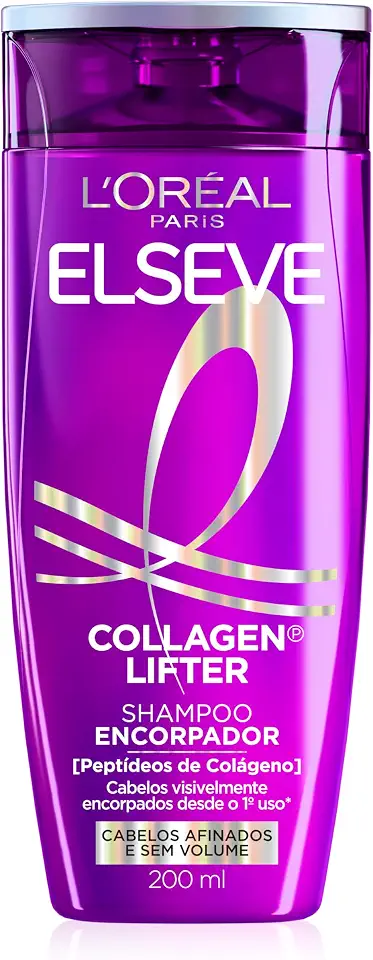 L'Oréal Paris Elseve Collagen Lifter Shampoo Encorpador para Cabelos Finos e Sem Volume, Reconstrói Massa Capilar e Amplifica Volume com Colágeno Vegetal 200ml