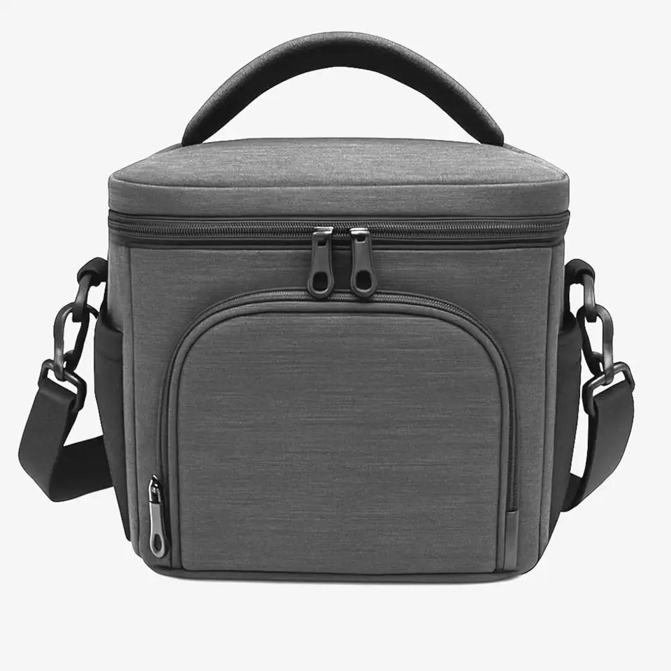 Bolsa Térmica 7L 2 Compartimentos - Lancheira Marmiteira Pequena Impermeável, Mantém Quente/Frio, para Lanches Trabalho Faculdade (Cinza)