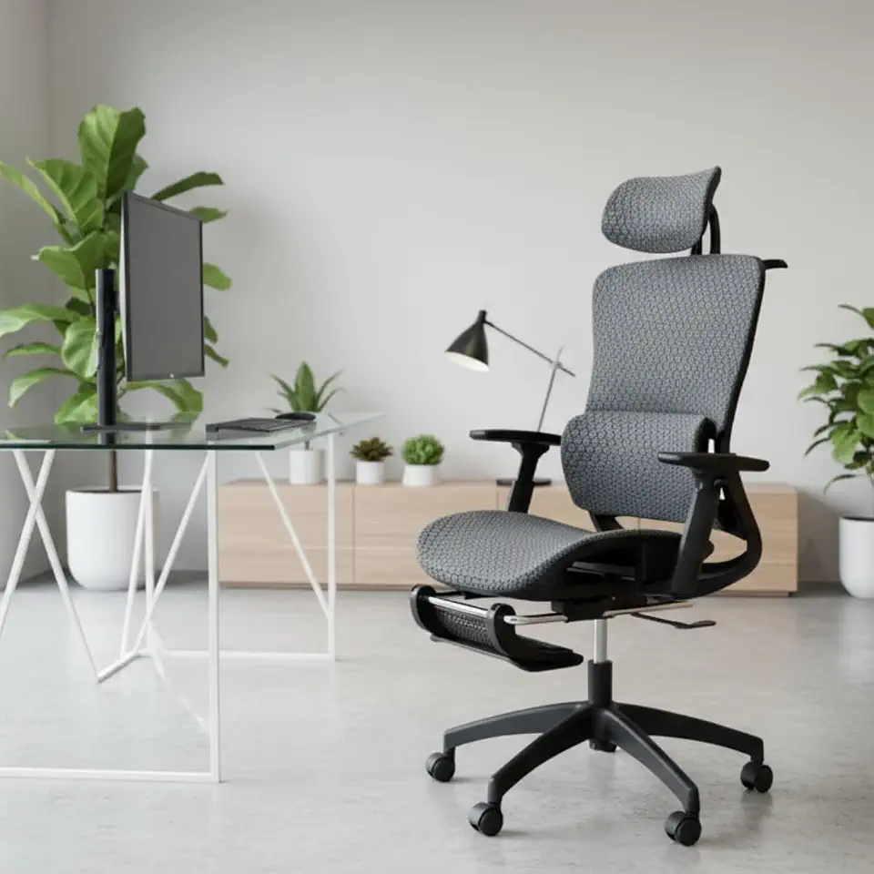 BlidShop Cadeira de Escritório Executiva Ergonômica, Giratória, Tela Mesh, Reclinável com Apoio Lombar e Cabeça, Suporta 150kg, Home Office e Gamer, NR17 (Preto)