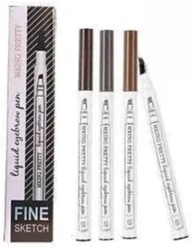 Caneta Sobrancelha Fio a Fio Preto Microblading À Prova D'Água - Ponta Ultrafina 4 Pontas Longa Duração Efeito Natural - Beadty Preenchimento Profissional