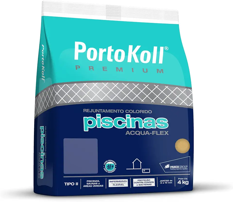 PortoKoll - Rejuntamento para Piscinas - PortoKoll Colorido Acqua-Flex Azul Royal - Uso em Cerâmica - 4 kg