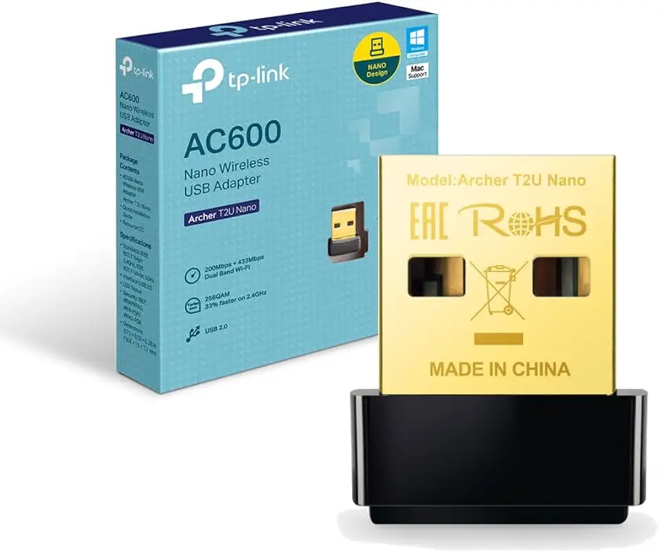 Adaptador USB WiFi Archer T2U Nano AC600 Dual Band para Macbook, Notebook, Laptop e Desktop Windows e Mac OS X