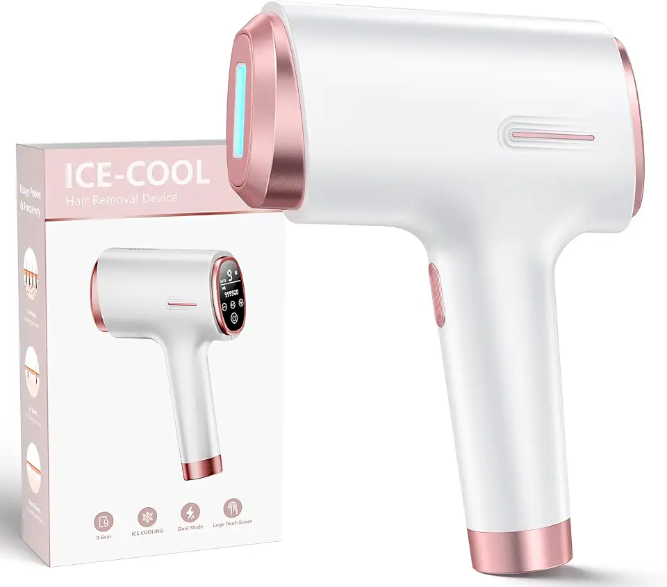 Remoção de pelos a laser para mulheres e homens, contato com resfriamento de gelo de 7,2 °C, alternativa segura e praticamente indolor ao dispositivo de depilação IPL de salão de beleza, depilação de
