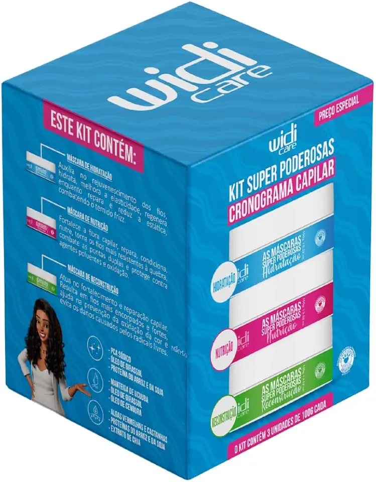 Widi Care Kit Cronograma Capilar Super Poderosas Caixa com 3 unidades de 100g