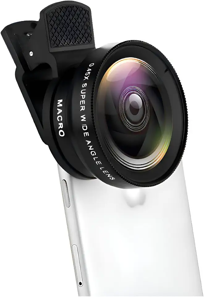 Lente para Celular 2 em 1 Profissional Super Angulo Amplo 0,45x Ideal Para Fotografos Paisagem Retrátos Vídeos Universal