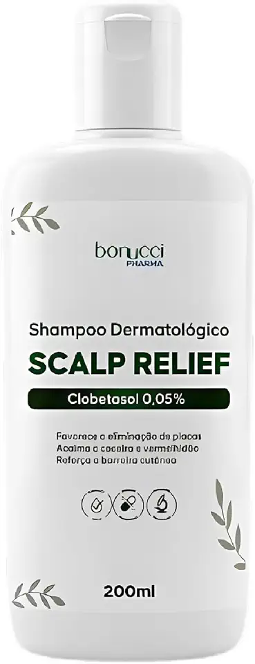 Scalp Relief Shampoo Clobetasol 0,05% Dermatológico Alta Potência Controle da Psoríase e Dermatites do Couro Cabeludo 150ml Coceira