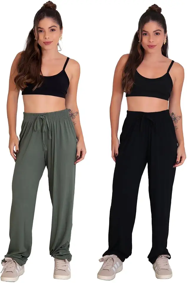 Kit 2 Calças De Yoga De Viscose Soltinha Pilates Comfy