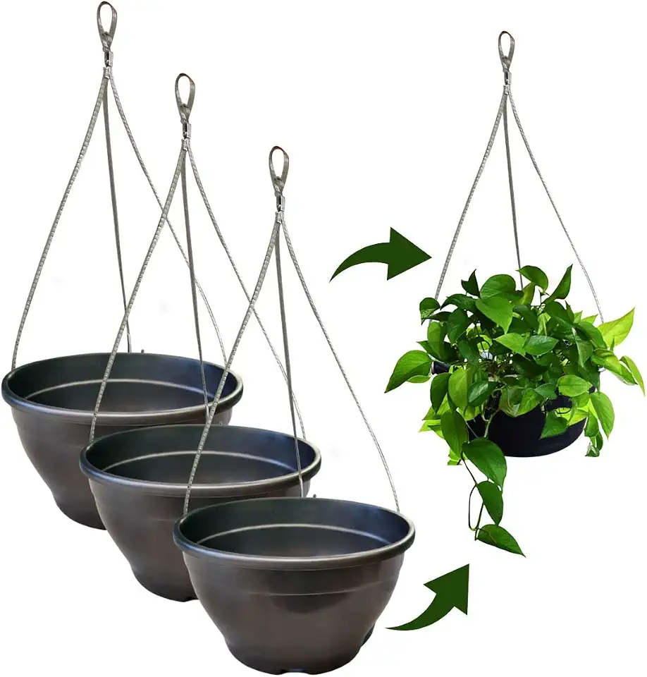 Kit 3 Vaso/cuia Suspenso Para Samambaia e Planta Pendente + Cabo De Aço