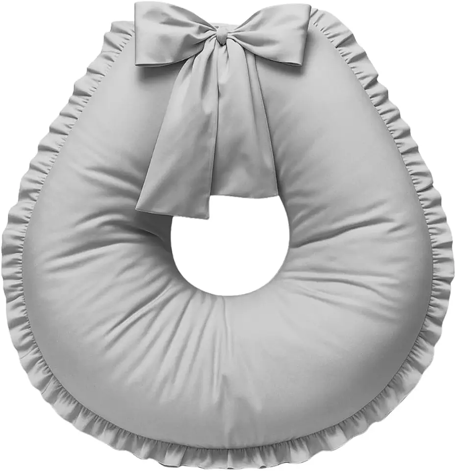 Almofada de Amamentação Babado Extra Grande Algodão (Cinza)
