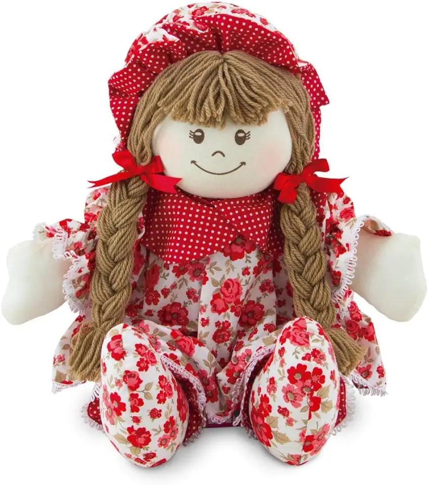 Boneca Julia de Pano 60cm (Vermelha)