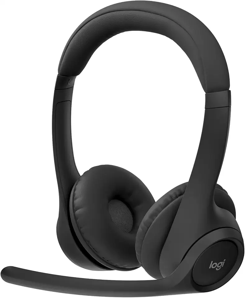 Headset Sem Fio Logitech Zone 300 Com Microfone Flip-to-Mute com Cancelamento de Ruído, Conexão Bluetooth, Bateria Recarregável via USB-C e Almofadas Confortáveis - Grafite