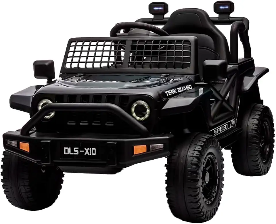 Mini Carro Elétrico Infantil Jipe Life 12V Preto com Controle Remoto Parental e Autônomo, B4t3r1a Recarregável, Som MP3/Bluetooth, Faróis LED para Criança Passeio