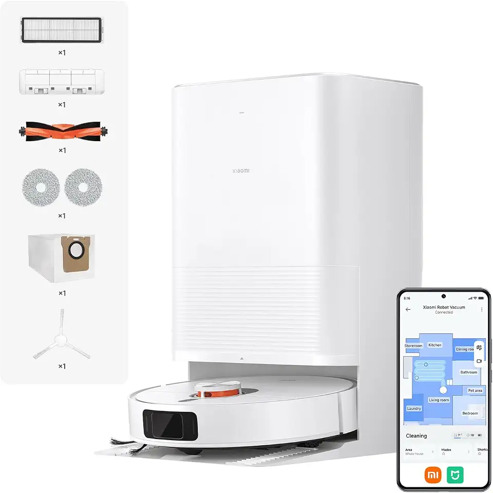 XIAOMI Robot Vacuum X20 Pro - Robot aspirador e limpa-chão com sistema inteligente de navegação a laser (LDS), sucção de 7000 Pa, caminhos de limpeza em zigue-zague, branco (versão ES)