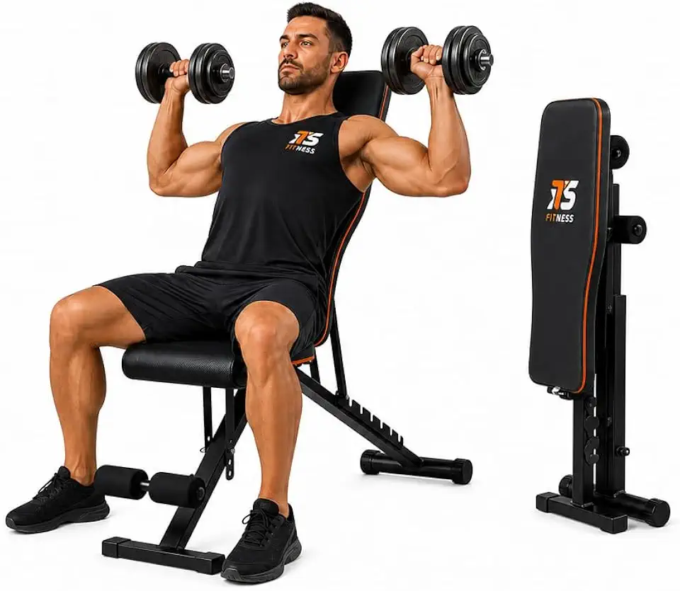 Banco Regulável de Academia 3 em 1, Supino Reto, Inclinado e Declinado, Dobrável, Estrutura em Aço, Suporta até 150kg, Preto ITS Fitness