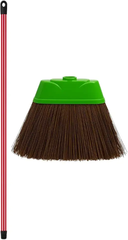 1 Vassoura de Piaçava 30cm Base Plástica Reforçada com Cabo Cerdas Naturais Firmes para Limpeza Pesada de Casa, Quintal, Calçada e Garagem Durável, Eficiente e Ideal para Uso Doméstico e Profissional