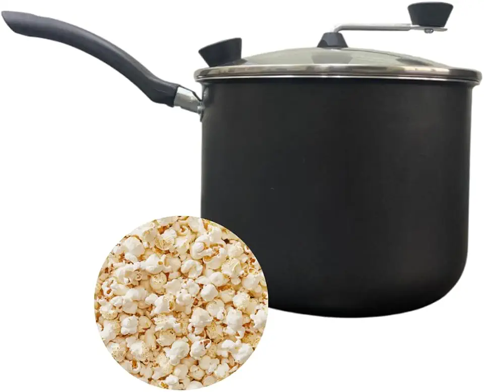 Panela Pipoqueira Antiaderente 4,3 Litros Tampa de Vidro Alumínio 20 cm Preto