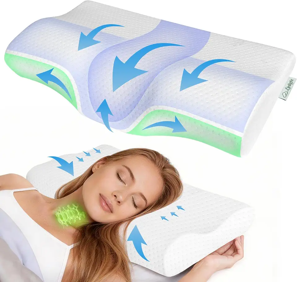 Travesseiro Cervical Ortopédico Viscoelástico 45D Espuma para Coluna Alívio de Dores Anti Ronco 50x30cm -M